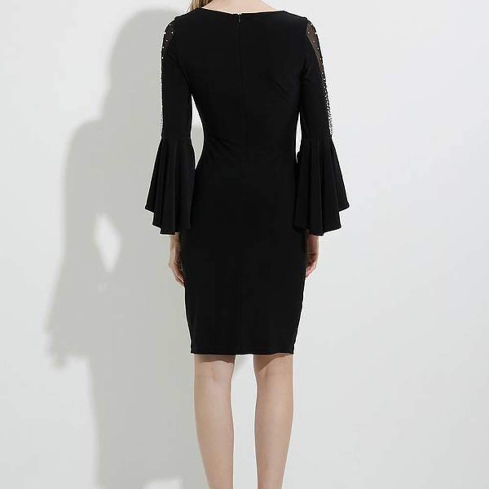 NWT Joseph Ribkoff Black Sheer & Ruffle Dress - Picture 2 of 4